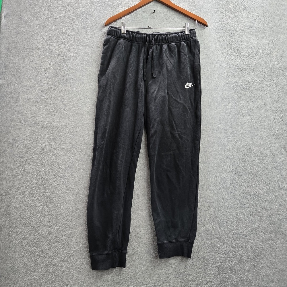 Nike Men Pants M Black Embroidered Sweatpants Fleece Logo 26" Inseam